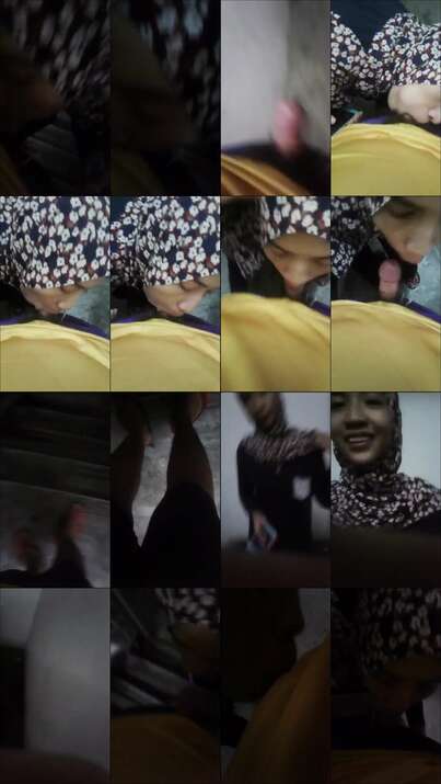 Nonton Jilbab Cantik Lagi Ngemot Kontol Pacar Barunya di Tangga